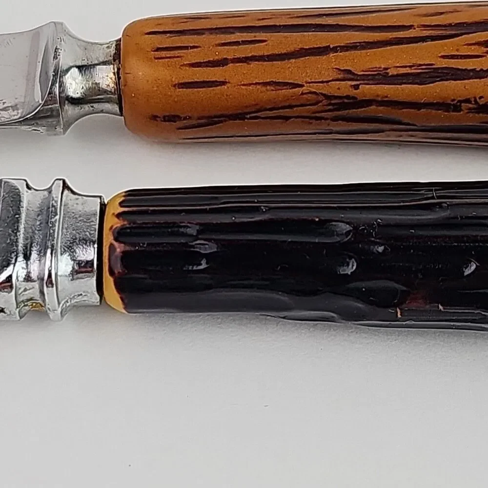 Sheffield English Stainless Deer Horn Style Steak Knife 4.50 in Blade Set of 2